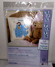 Dimensions Li'l Tots Jungle Animals Pillow Felt Applique Kit 12"x12" NEW