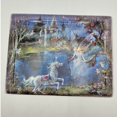 Bradford Exchange Mimi Jobe Rectangular Unicorn Plate Dream Castles ''Create''