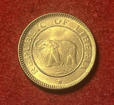 Liberia 1/2 Cent 1937 UNC Brass Coin KM#10 1M Mintage T9725