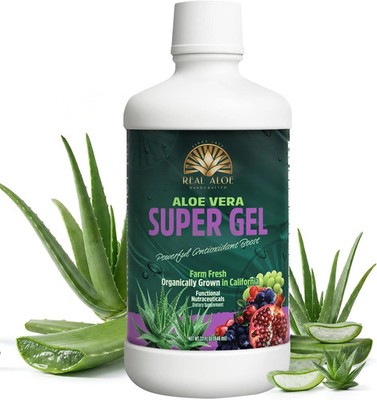 Organic Aloe Vera Gel 32 fl oz California Grown Aloin Free Inner Leaf Hydration