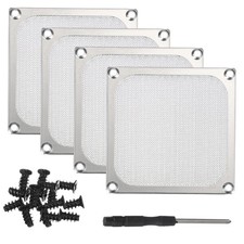 4Pcs 92mm Fan Filter Grills Aluminum Frame Mesh with Accessories, Silver