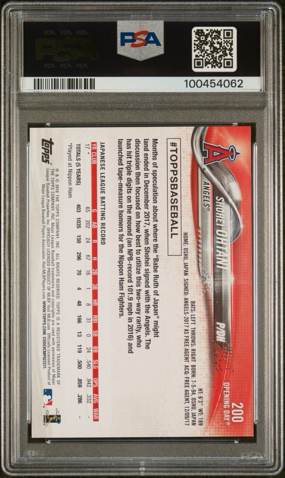 2018 Topps Opening Day #200 Shohei Ohtani RC Rookie Gem Mint PSA 10 view 4