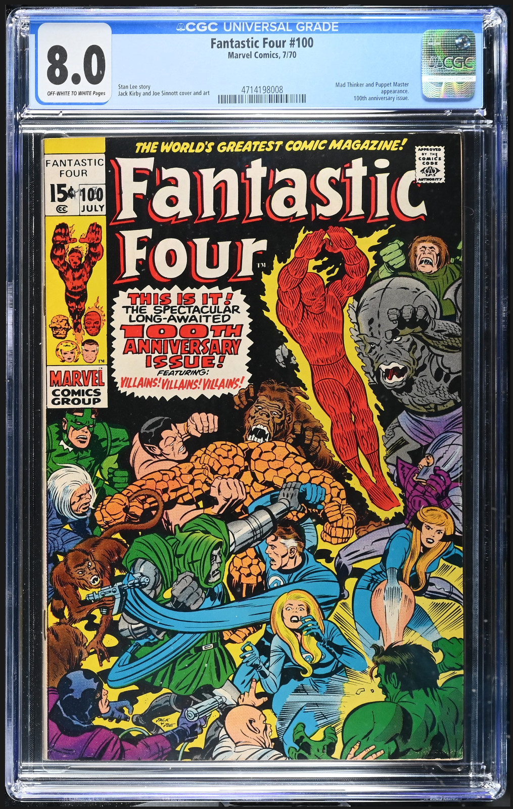 FANTASTIC FOUR #100 - cgc 8.0 - OW/W Pages - Marvel/1970