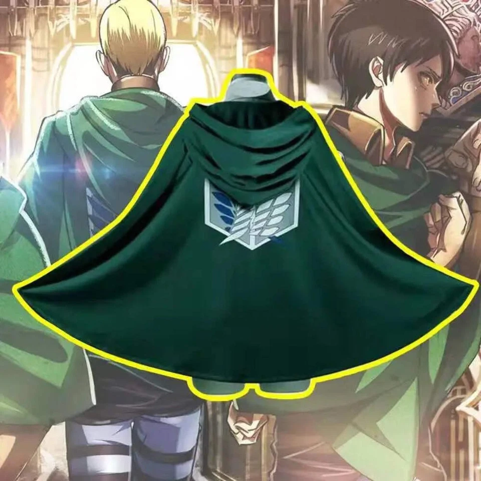 Capa Attack on Titan Scout Corps - Capa de cosplay con capucha verde/negro (unisex) Foto 2 de 4