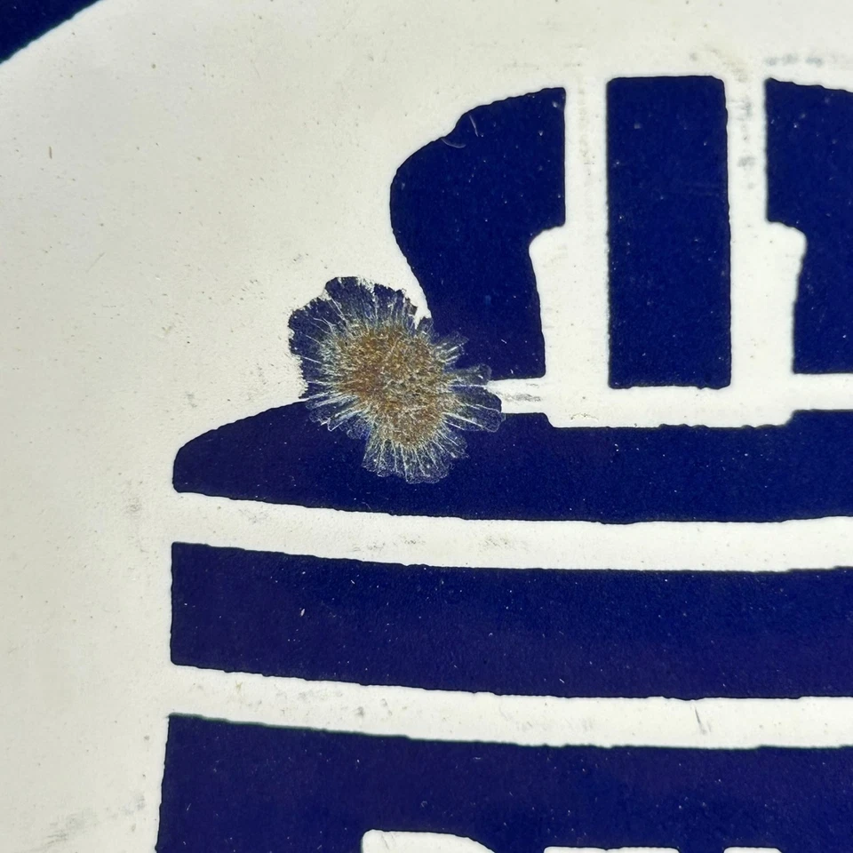 Винтажный общественный телефон звонок системы знак фарфора синий белый двусторонний - Изображение 2 из 4