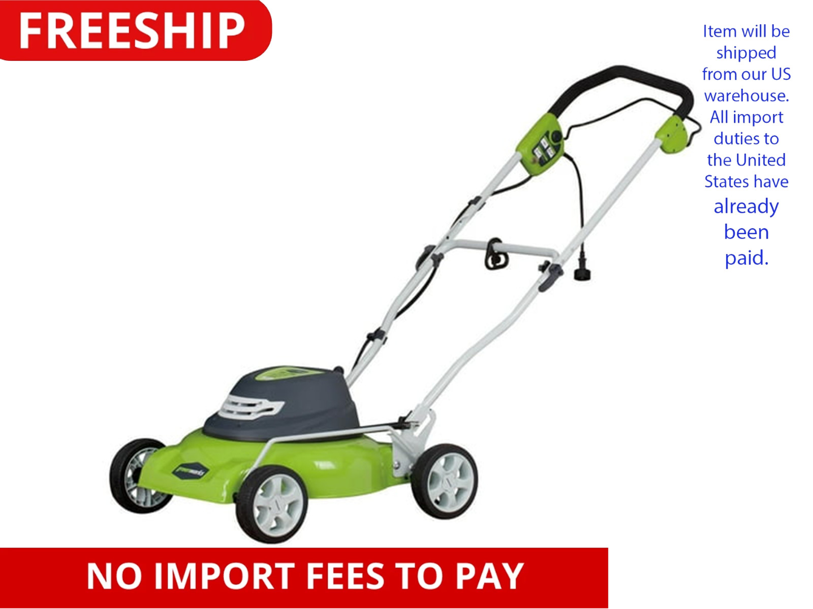 Greenworks 18" Corded Electric 12 Amp Push Lawn Mower 25012