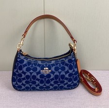 Coach Teri Mini Crossbody Bag In Signature Denim Gold/Natural CY735 NWT