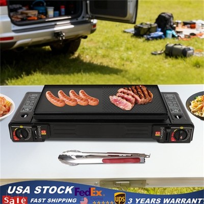 Portable 2-Burner Butane Camping Stove for Outdoor Cooking with Carrying Case