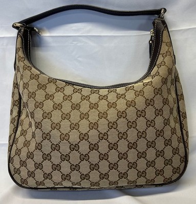 GUCCI Vintage Brown GG Monogram Canvas Charmy Hobo Shoulder Bag