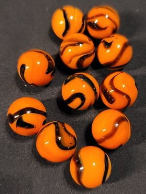 Lot Of 10 Beautiful Gorgeous Mint Vacor Bengal Tiger Marbles 5/8 Inch. My Fav.