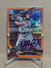 2018 Bowman Chrome Prospects Orange Shimmer Ref IN PERSON AUTO Eduardo Diaz