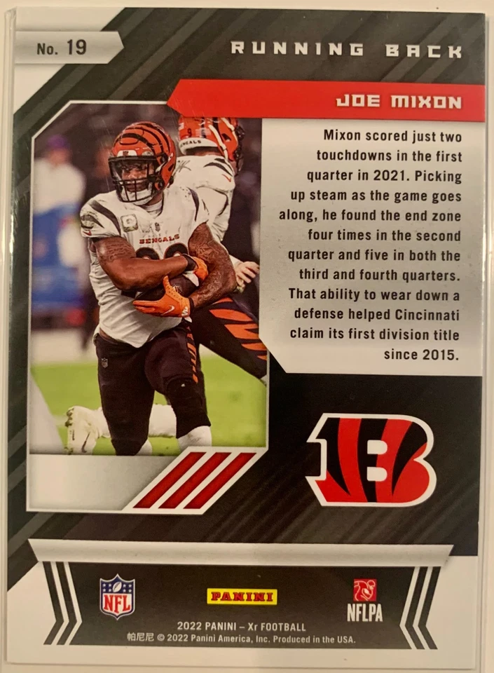 2022 Panini XR Joe Mixon Orange /99 Cincinnati Bengals #19 - Image 2 of 2