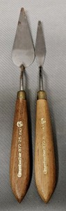 Vintage Grumbacher 877-26 & 877-6 Palette Knife  Wood Handle Made in Italy