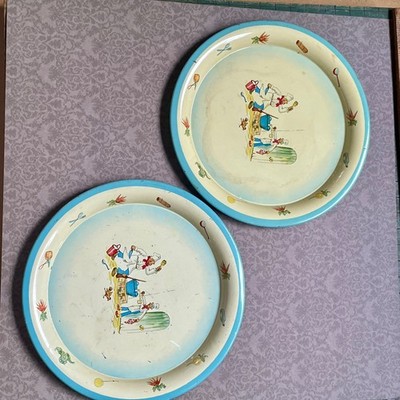 6.25'' Set 2 Chefs Kitchen Comedy Scene Cartoons Daher Holland Plates Chicken Pot