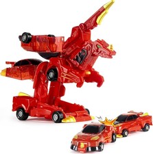 Collision Transforming Dinosaur Car Toy, 2 in 1 Magnetic Cars Transform into Din