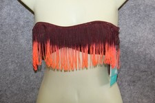 BANDEAU BIKINI OBERTEIL  GRÖSSE 38 BRAUN MIT ORANGE FRANSEN PADS H&M NEU
