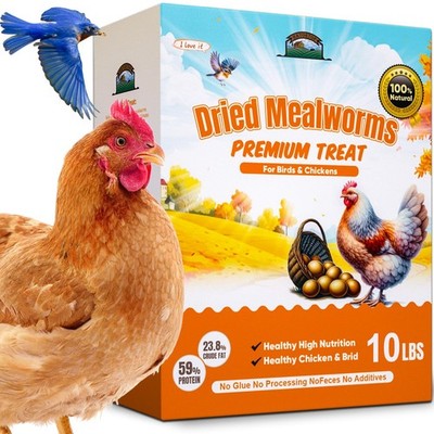 10LB - Non-GMO Meal Worms for Chickens & Birds - Insect Protein Poultry Feed