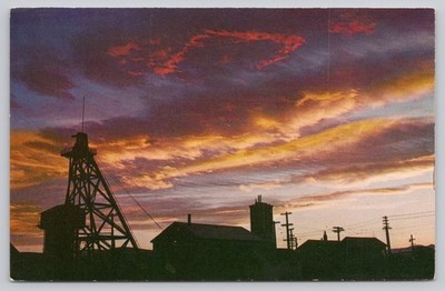 Butte Montana Travonia Mine Sunset Postcard Lauretta Studio Photo Vintage