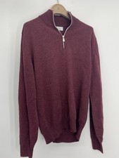 Brunello Cucinelli Mens Half-Zip Sweater Deep Red Size 38 M Cashmere Zipped