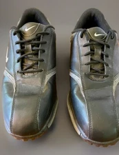 NIKE Golf Shoes Heritage Mens 7.5 EU 49.5 Black Leather  Cleats #418624-001