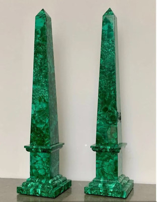 18'' Green Malachite Obelisks, Marble Ancient Egyptian Obelisks Home Decor