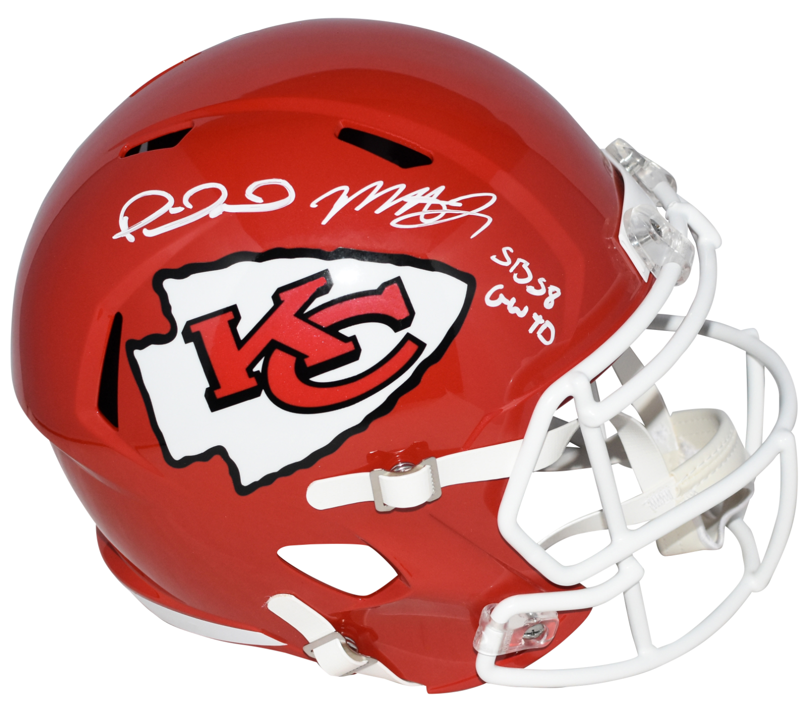 Patrick Mahomes Autographed Signed Kansas City Chiefs & MECOLE HARDMAN CHIEFS SUPER BOWL LVIII FULL SIZE HELMET 