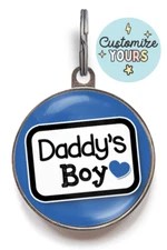 Personalized Dog Tag Daddy’s Boy – Cute Pet ID Tag, 36 Colors, Waterproof