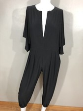 NORMA KAMALI Black Deep V Neck Playsuit Jumpsuit M /38