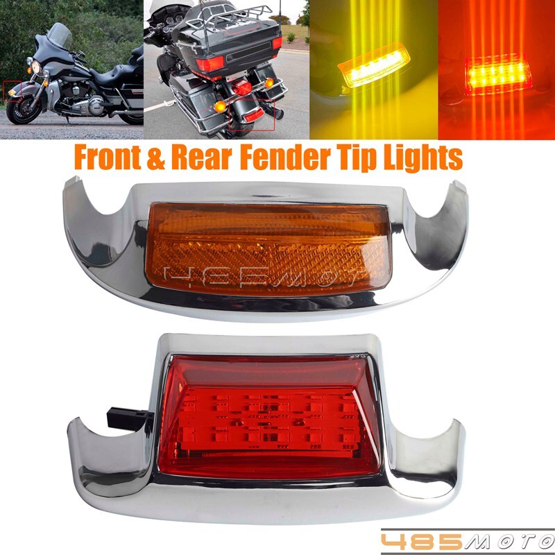 Front & Rear Fender LED Tip Light for Harley Heritage Softail Road