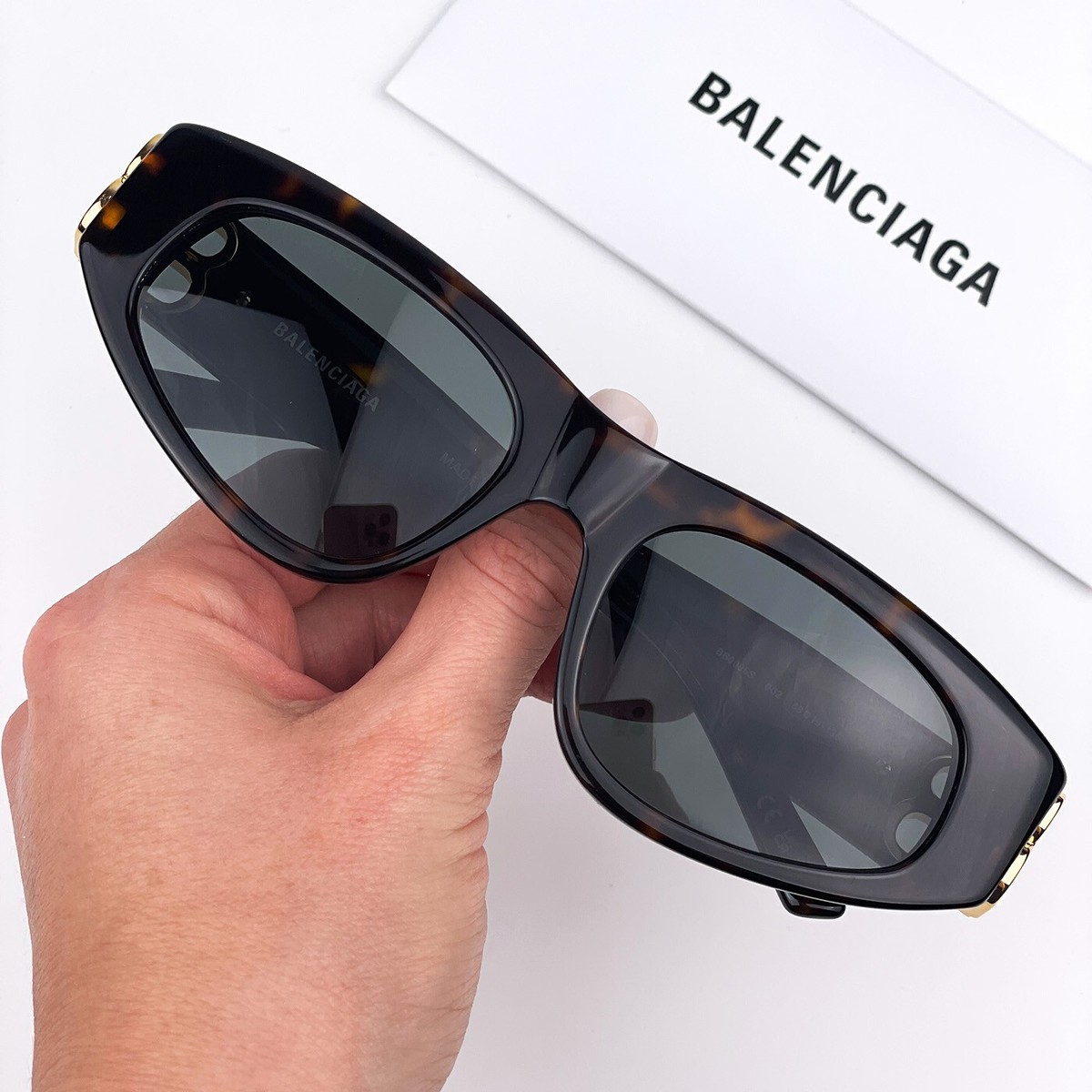 Balenciaga Women Sunglasses Havana Brown Gold Green Oval