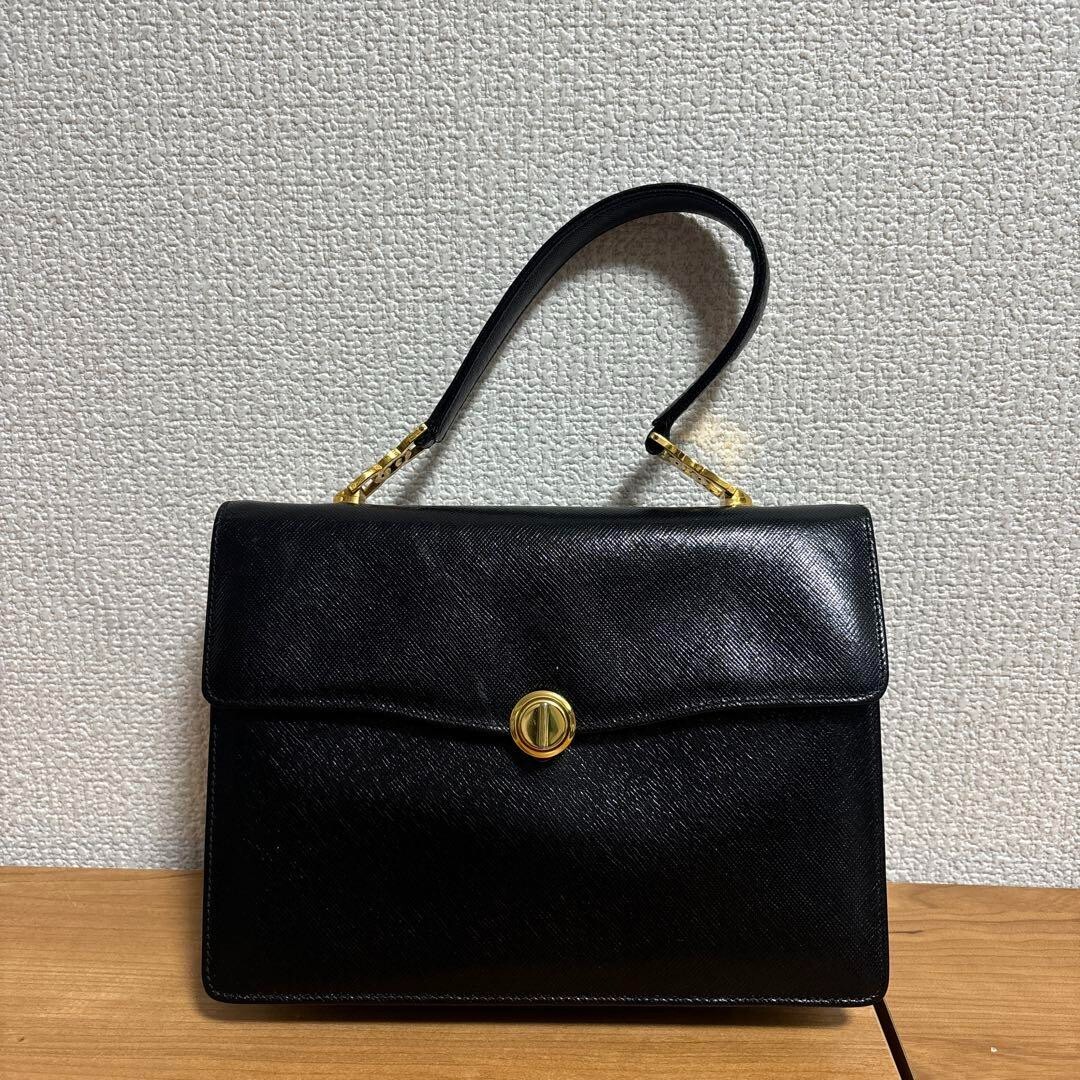 GUCCI Hand Bag Old Gucci Vintage black Leather