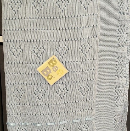 STRICKSCHAL BABY MÄDCHEN JUNGE WEISS BLAU ROSA CREME SPITZENDECKE - Bild 6 von 11