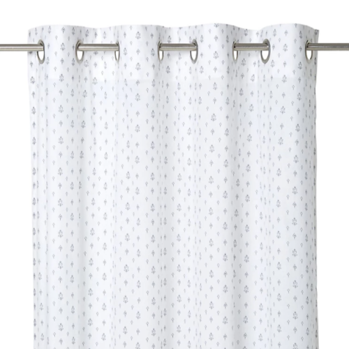 Pair Galene White Grey Floral country Net Eyelet Voile curtains(W)140cm (L)260cm - Picture 2 of 3