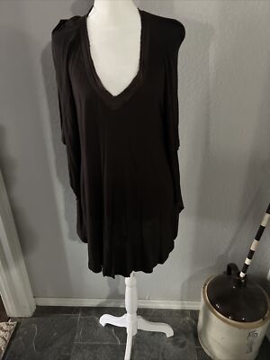 ABS by Allen Schwartz Women s Size Medium M Dress Long Sleeve 100% Silk Brown