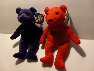Salvino's Bamm Beanos Mark McGwire & Sammy Sosa Beanie Baby Stuffed Bears 1998