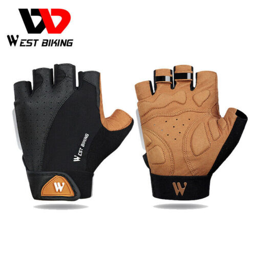 WEST BIKING Cycling Short Gloves Shockproof Bike Half Finger Fingerless Gloves - Afbeelding 1 van 12