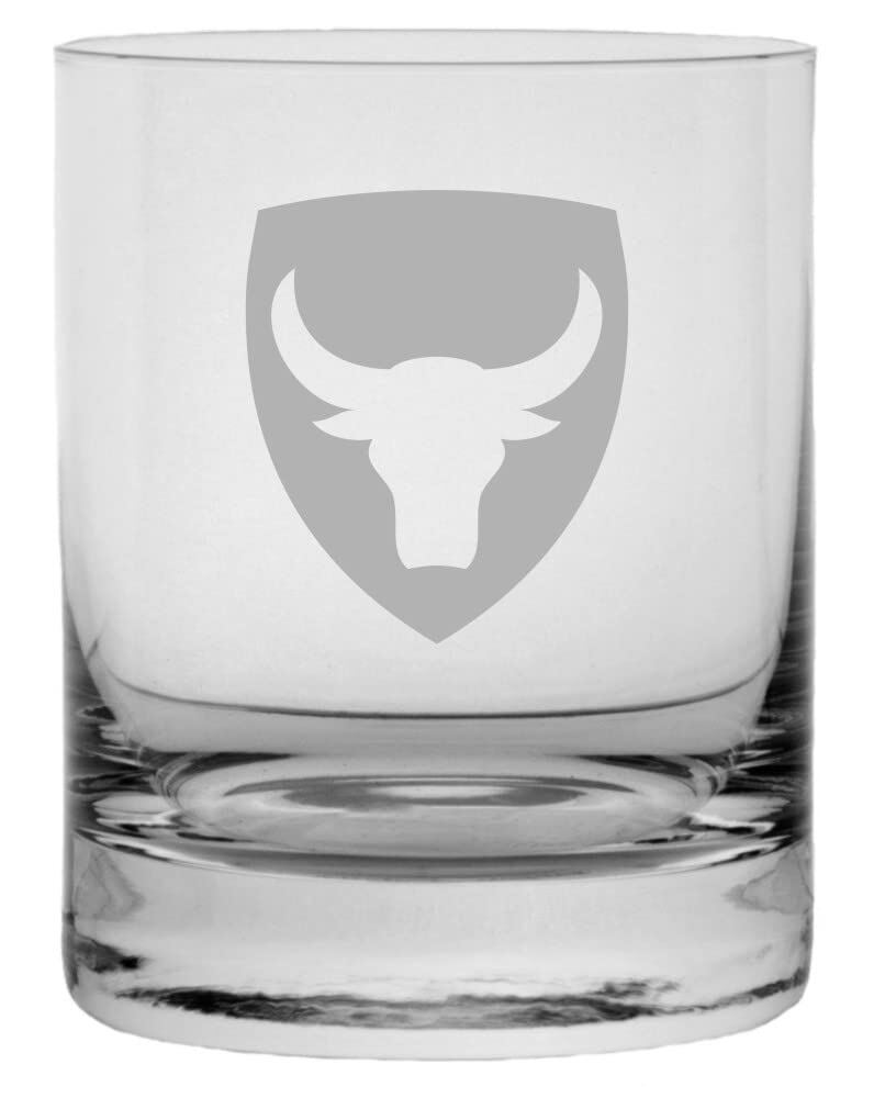 12th Philippine Division Military Themed 11oz Etched Crystal Whisky Glass  -image
