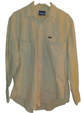 Wrangler Mens Shirt Size XL Pearl Snap Buttons Western Cotton Khaki Tan Beige