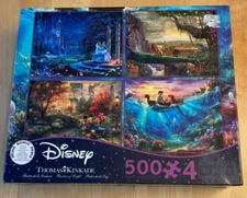 Thomas Kinkade Studios Disney Set of 4 - 500 Piece Ceaco Puzzle 