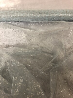 1 mtr mintgrün Glitzer Herz Druck Organza Stoff.58''breit.Voile,Hochzeit,Braut