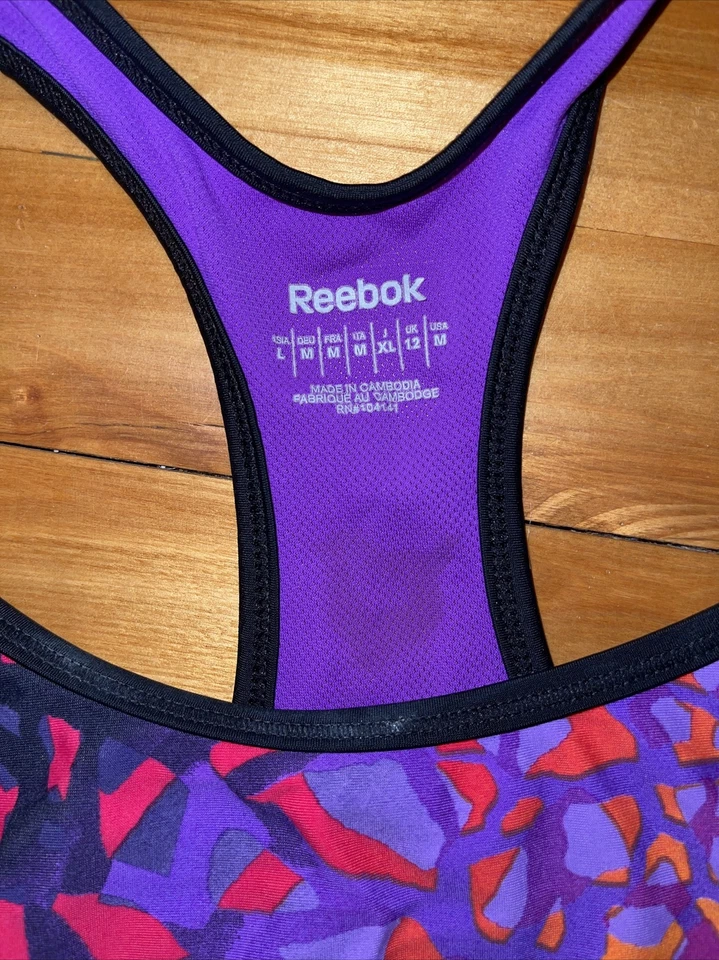 Top de baño Reebok talla mediana estampado púrpura rosa Foto 4 de 4
