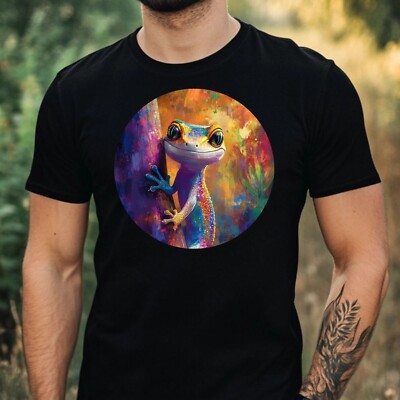 T-Shirt Herren Gecko Portrait Motiv Baumwolle Größe XS bis 5XL