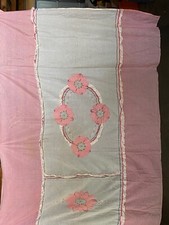 Vintage Flower Applique pattern hand sewn Quilt top Bed Cover 70" x 96" Tulip