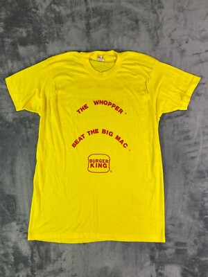 Vintage Burger King Whopper vs Big Mac T-Shirt XL 80s Promo Yellow Screen Stars