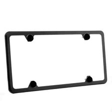 Powder Coated Matte Black Stainless Steel License Plate Frame W Screw Caps