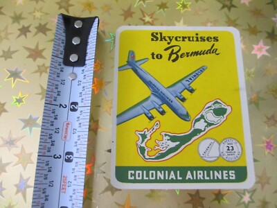 airlines sea plane STICKER vintage SKYCRUISES Bermuda Colonial Douglas DC-4