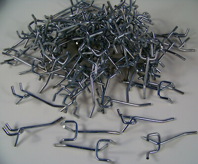 100pc 2 inch PEGBOARD HOOKS for 1/8'' & 1/4'' Peg Board Zinc Plated 2'' Metal Hook