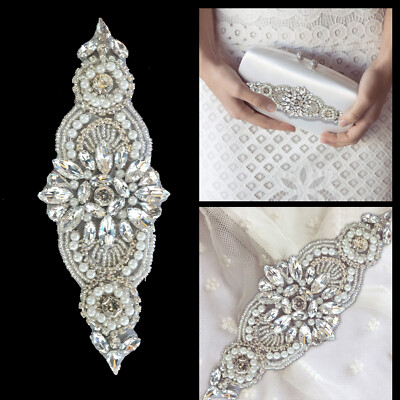Silber Strass Applikation Flicken Motiv Eisen / Zum Aufnähen für Kleid Handwerk