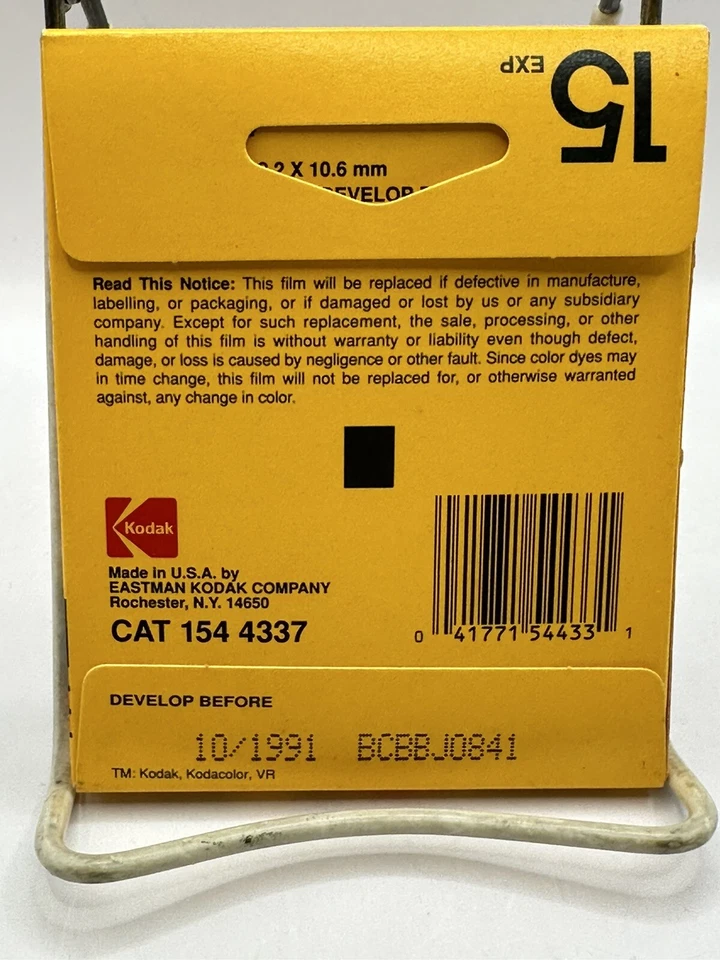 Sealed KODAK Kodacolor VR DISC Film Color Prints 15 Shots Expired 10/1991 Vtg - Image 2 of 3