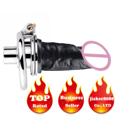 Newest Stainless Steel Chastity Cage Lock with L Head Male Sissy Ring Couple